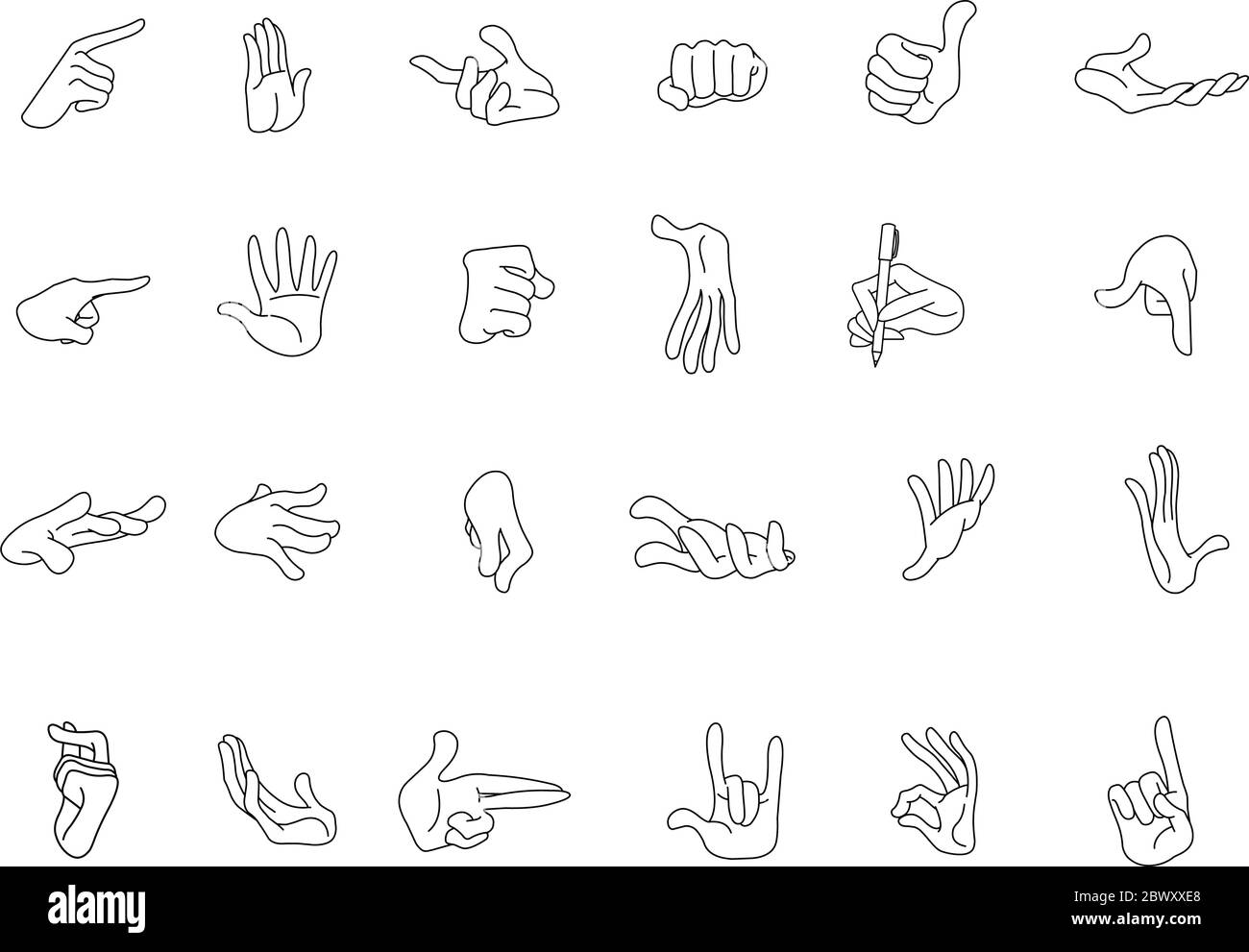 Outlined hand gestures Stock Vector