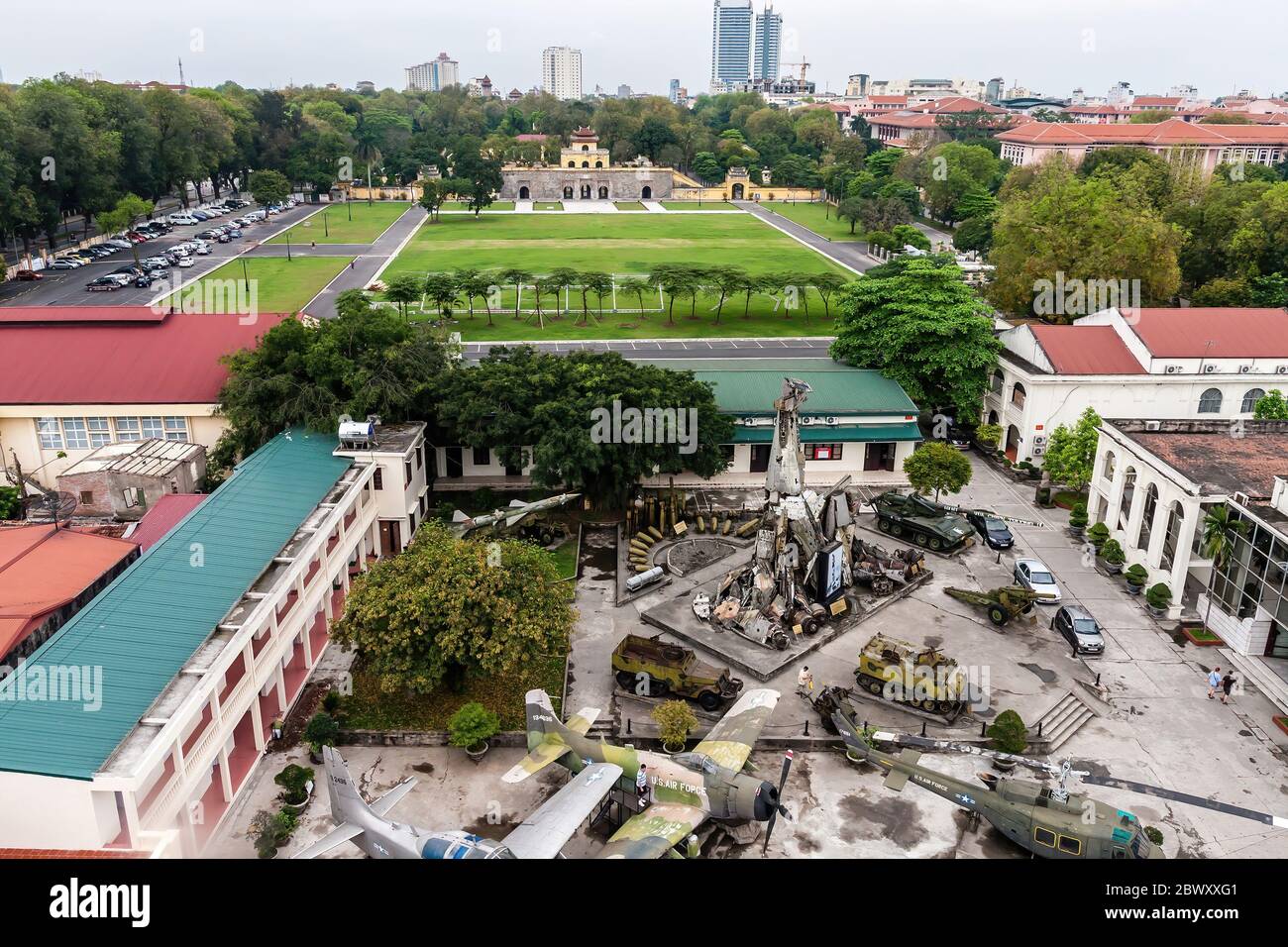 The Vietnam Military History Museum and Imperial Citadel as seen from the Hanoi Flag Tower Stock Photo