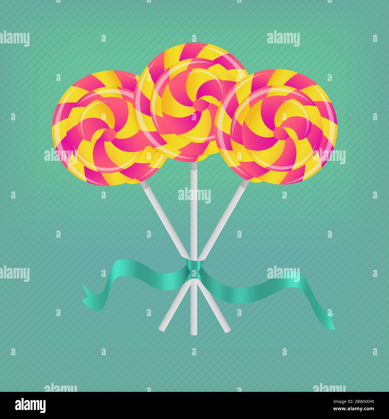 three colorful lollipops tied by a bond Stock Vector