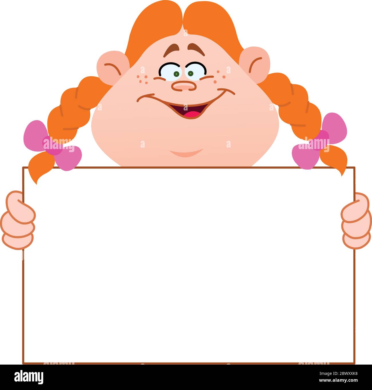 Young redhead girl carrying a blank sign Stock Vector
