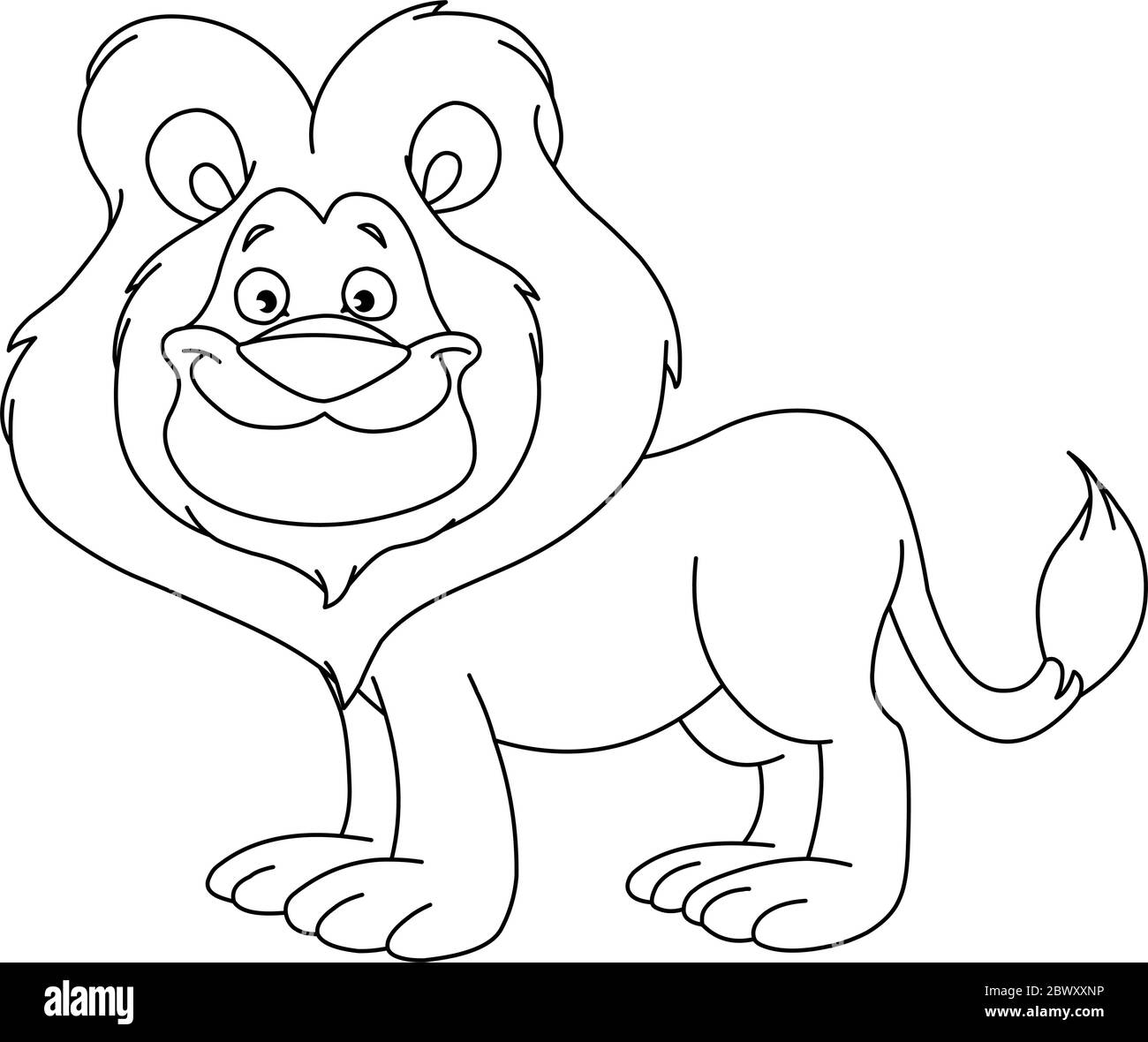 Outlined lion, vector line art coloring page Stock Vector