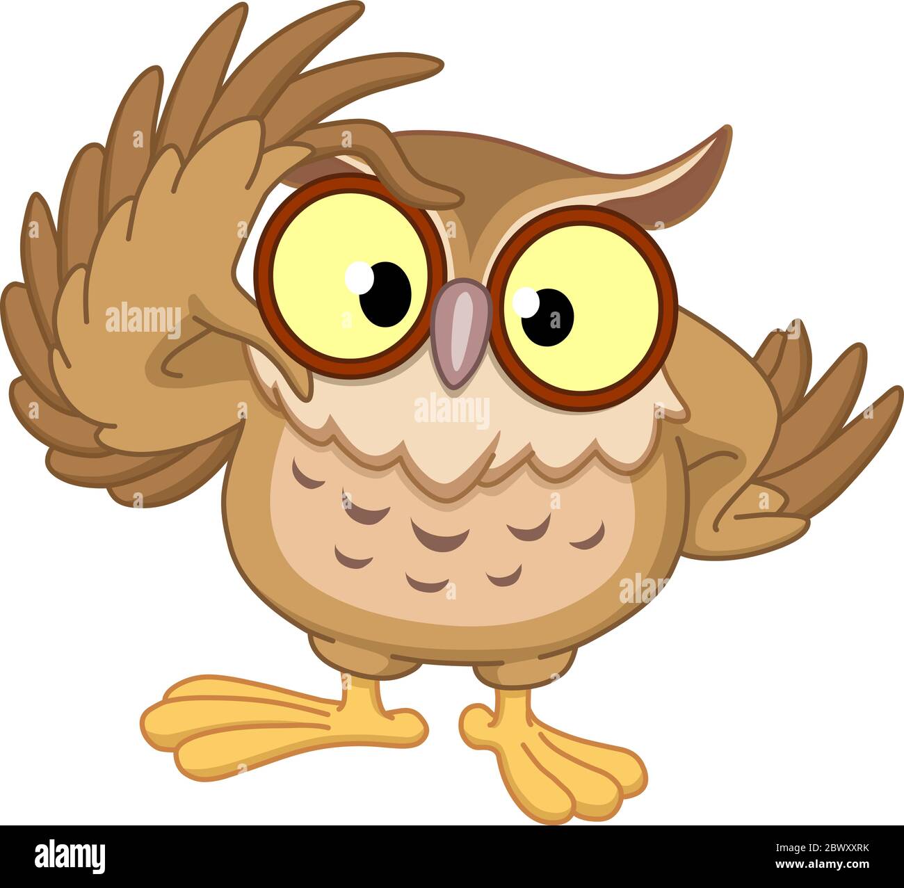 Owl touching his glasses Stock Vector