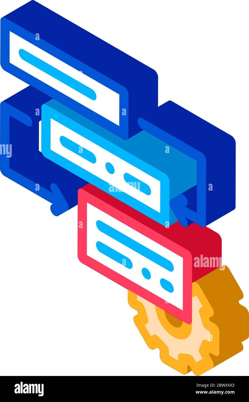 Gear Algorythm System Agile Element isometric icon Stock Vector
