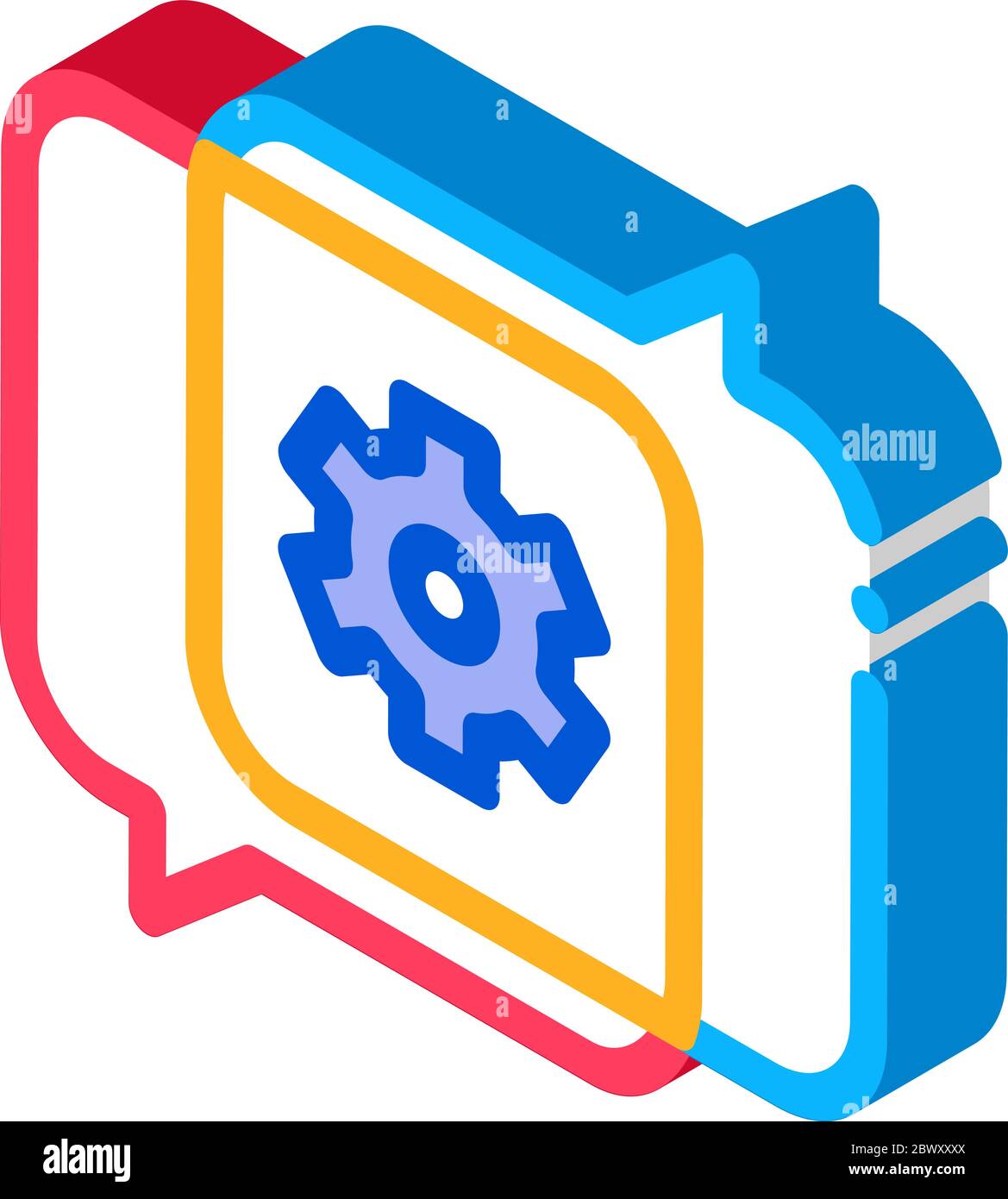 Gear In Quotation Frame Agile Element isometric icon Stock Vector