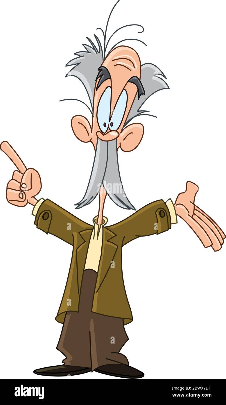 Old professor pointing with his finger Stock Vector