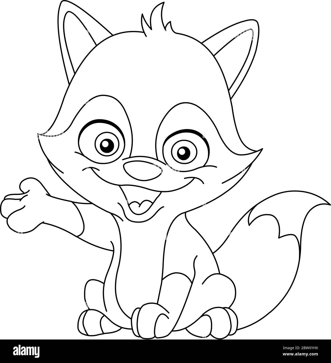 Outlined baby fox Stock Vector