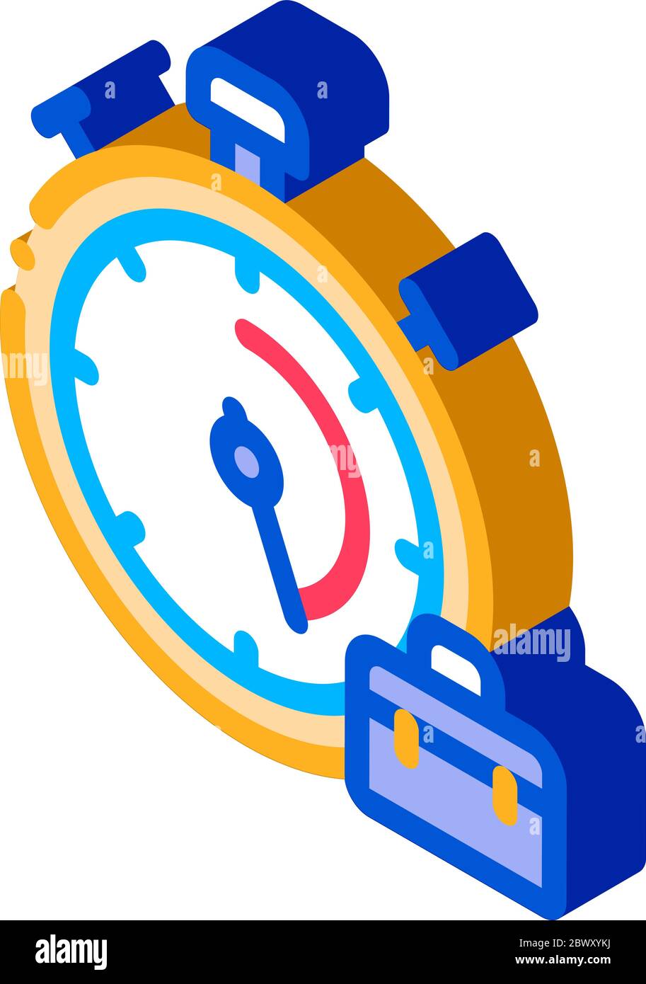 Stopwatch And Suitcase Agile Element isometric icon Stock Vector