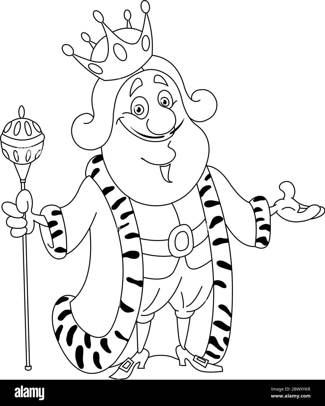 Outlined king. Vector illustration coloring page. Stock Vector