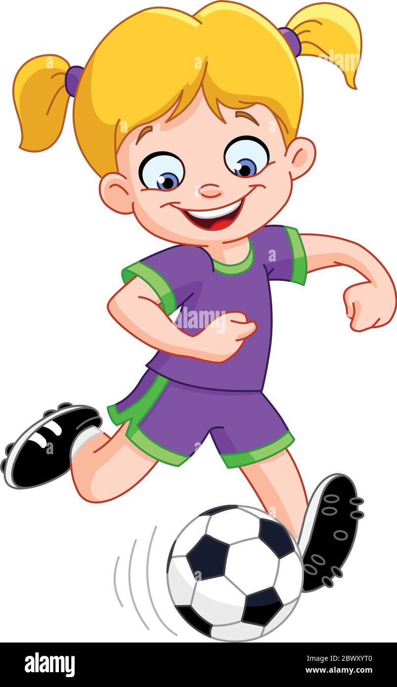 Young girl playing soccer Stock Vector