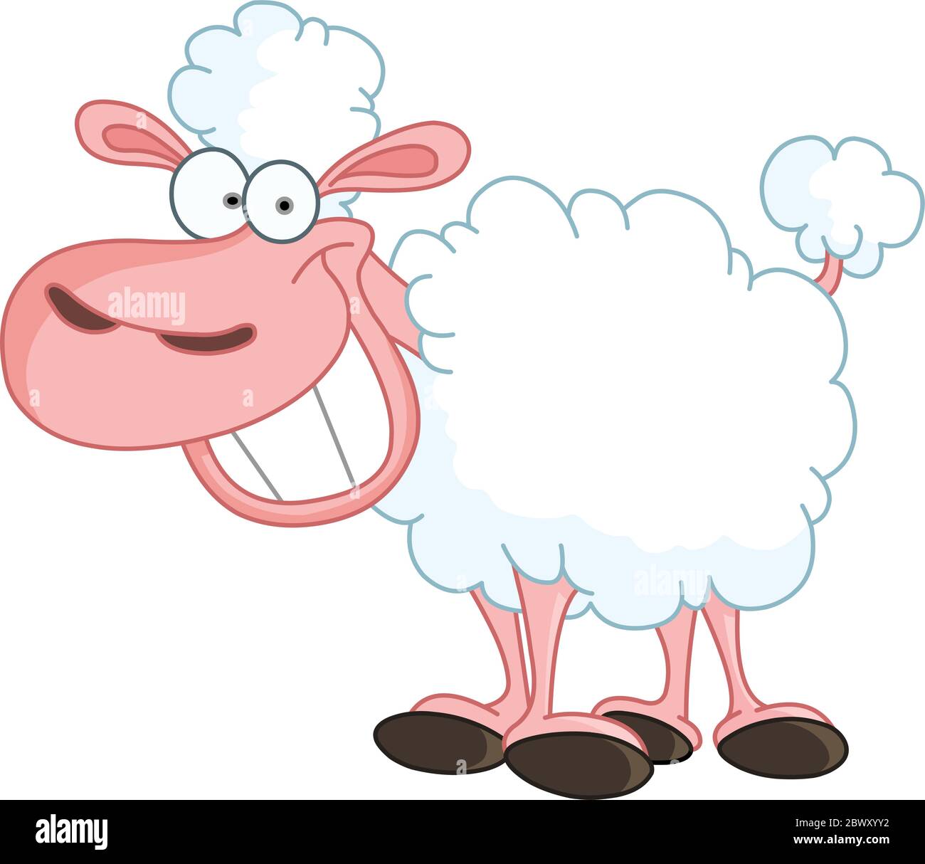 Funny sheep with big smile Stock Vector