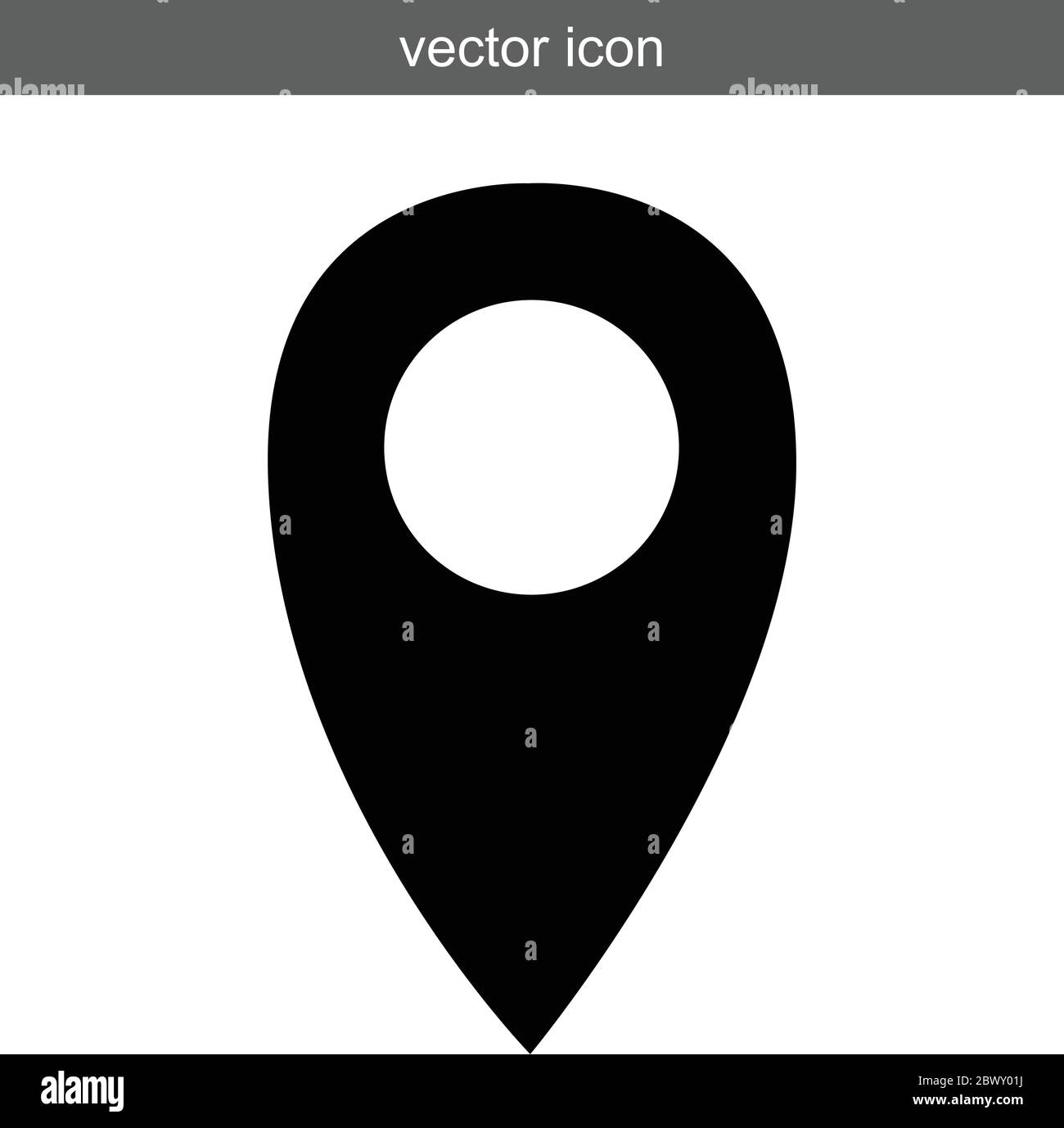Map black pin icon flat vector isolated on white Stock Vector Image