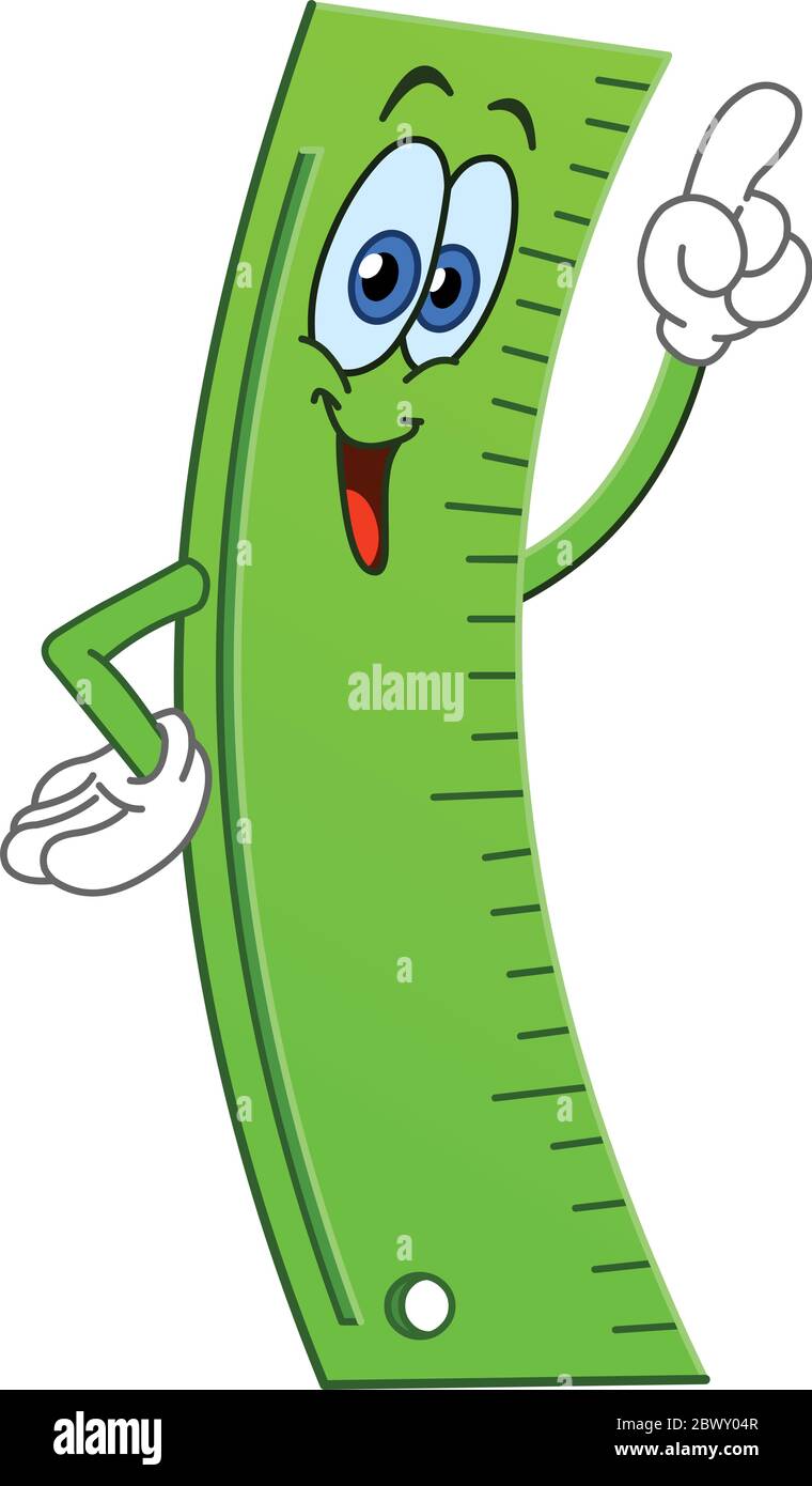 Cartoon ruler pointing with his finger Stock Vector