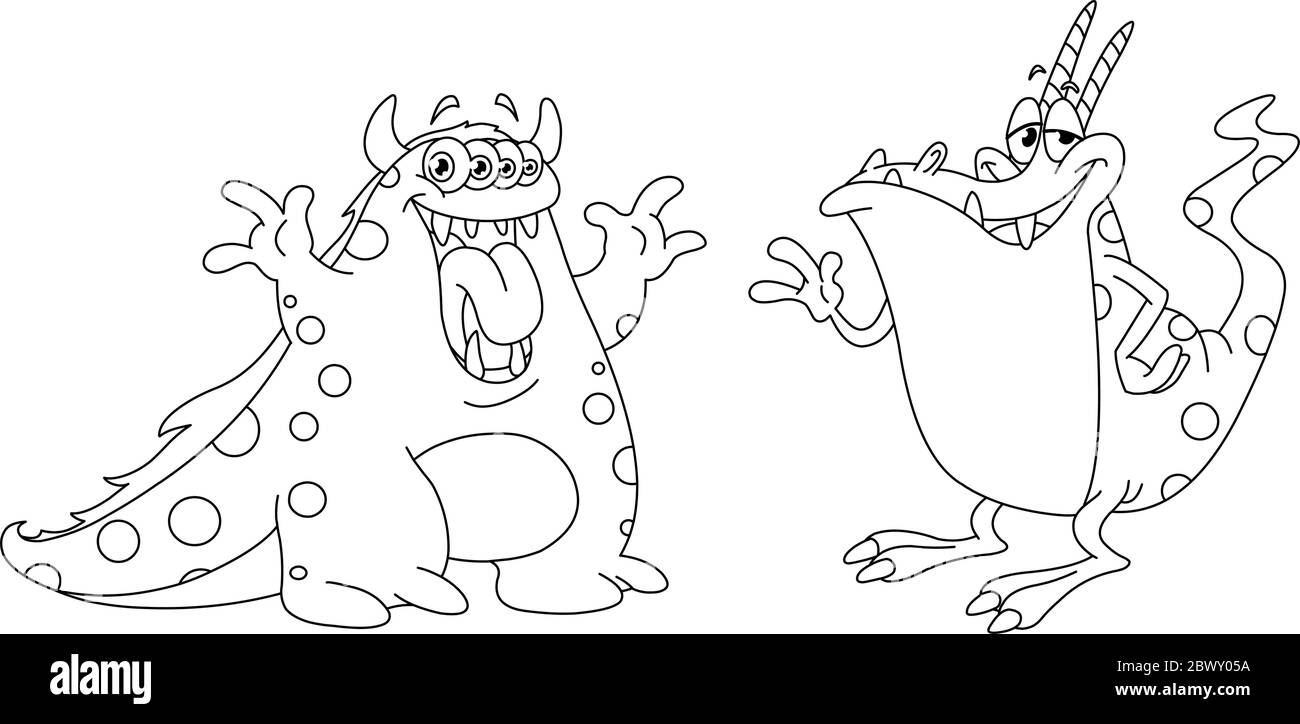 Outlined monsters Stock Vector