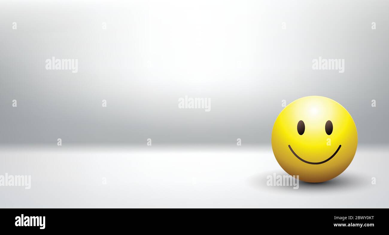 High quality emoticon vector illustration on white wall background. Emoji smiling.Yellow face smiling with eyes.Smiley ball. 3D emoji. Stock Vector