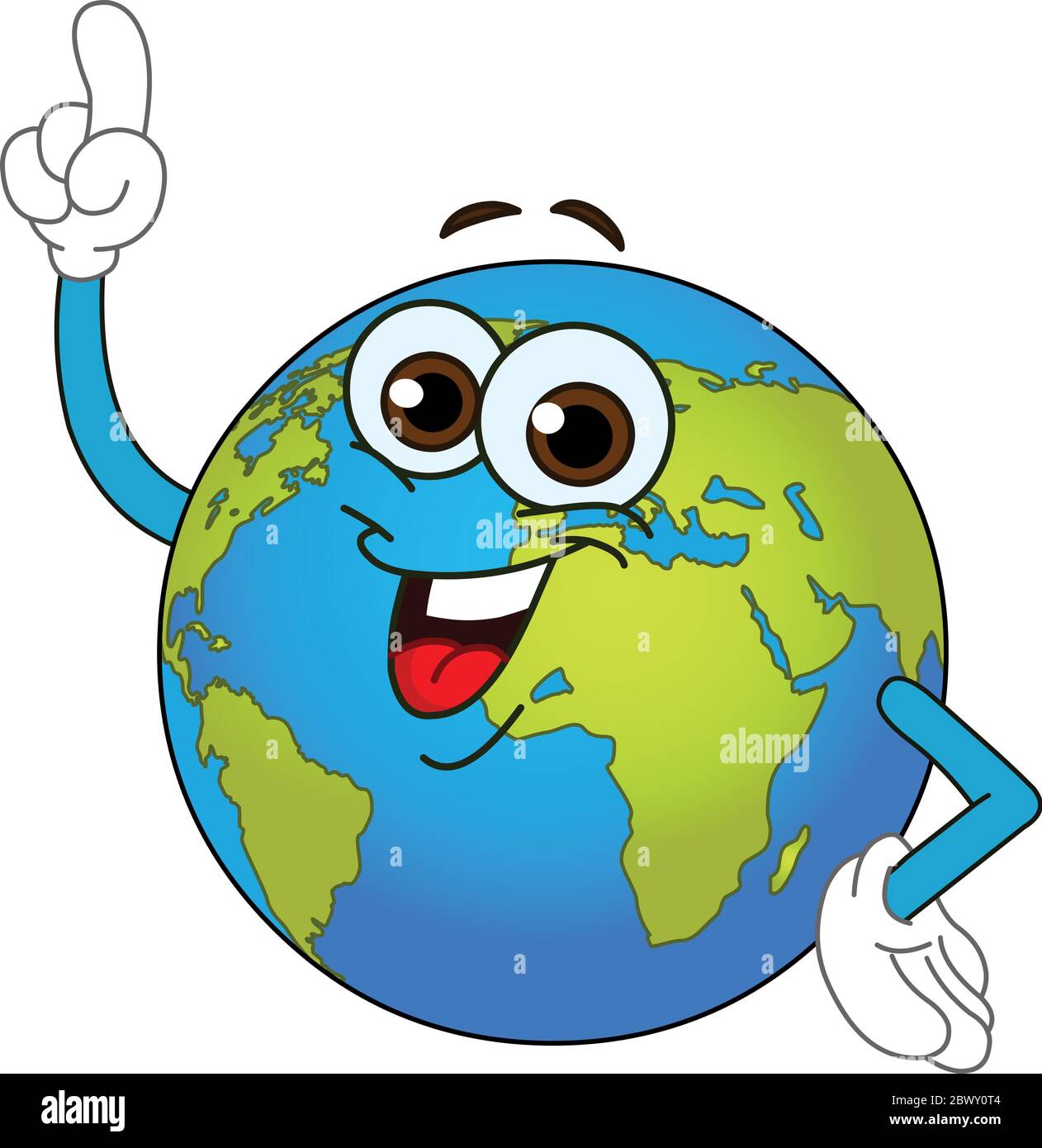 Cartoon world globe pointing with his finger Stock Vector