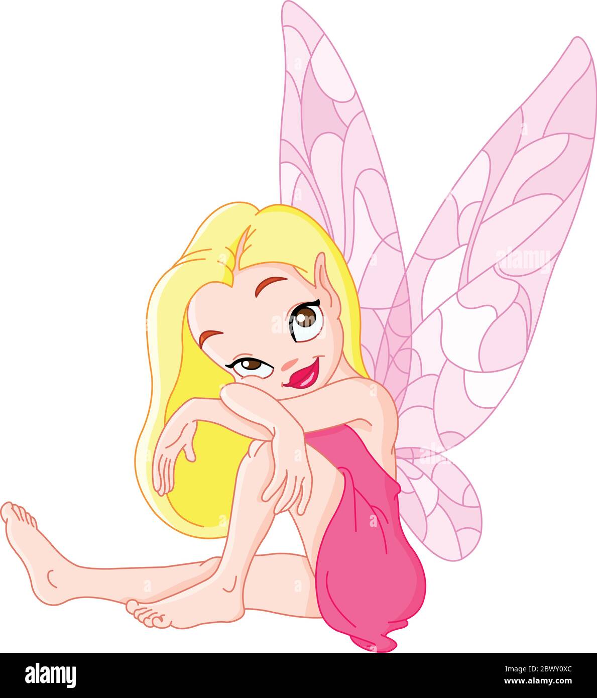 Cute and young fairy sitting Stock Vector
