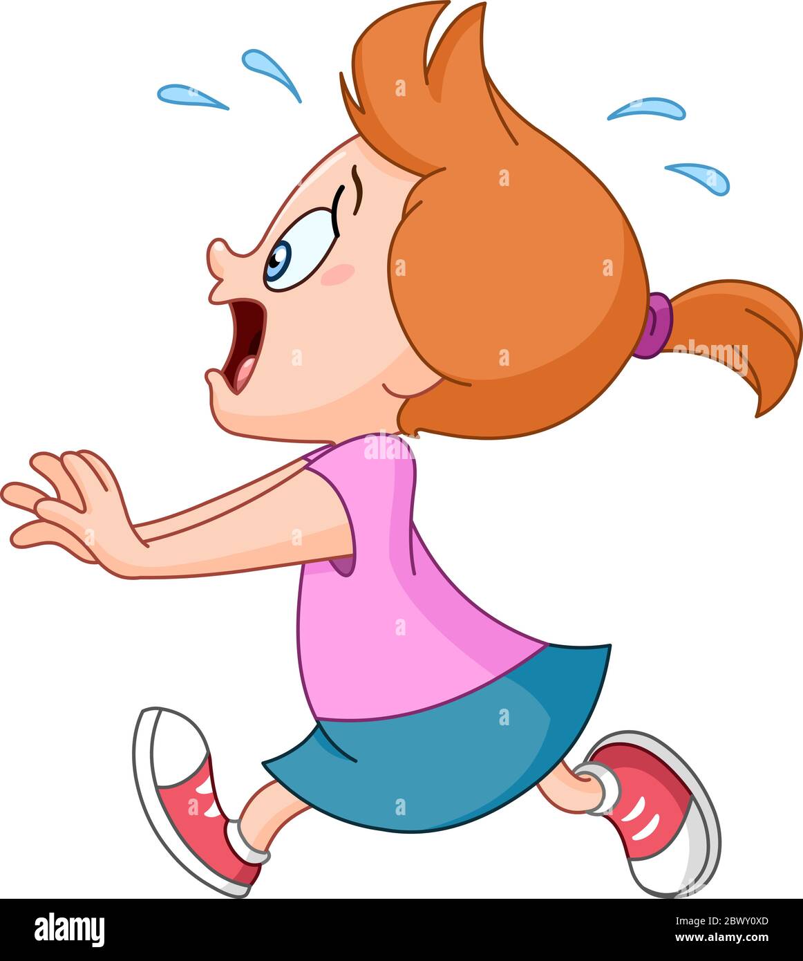 Scared and panicked young girl running Stock Vector