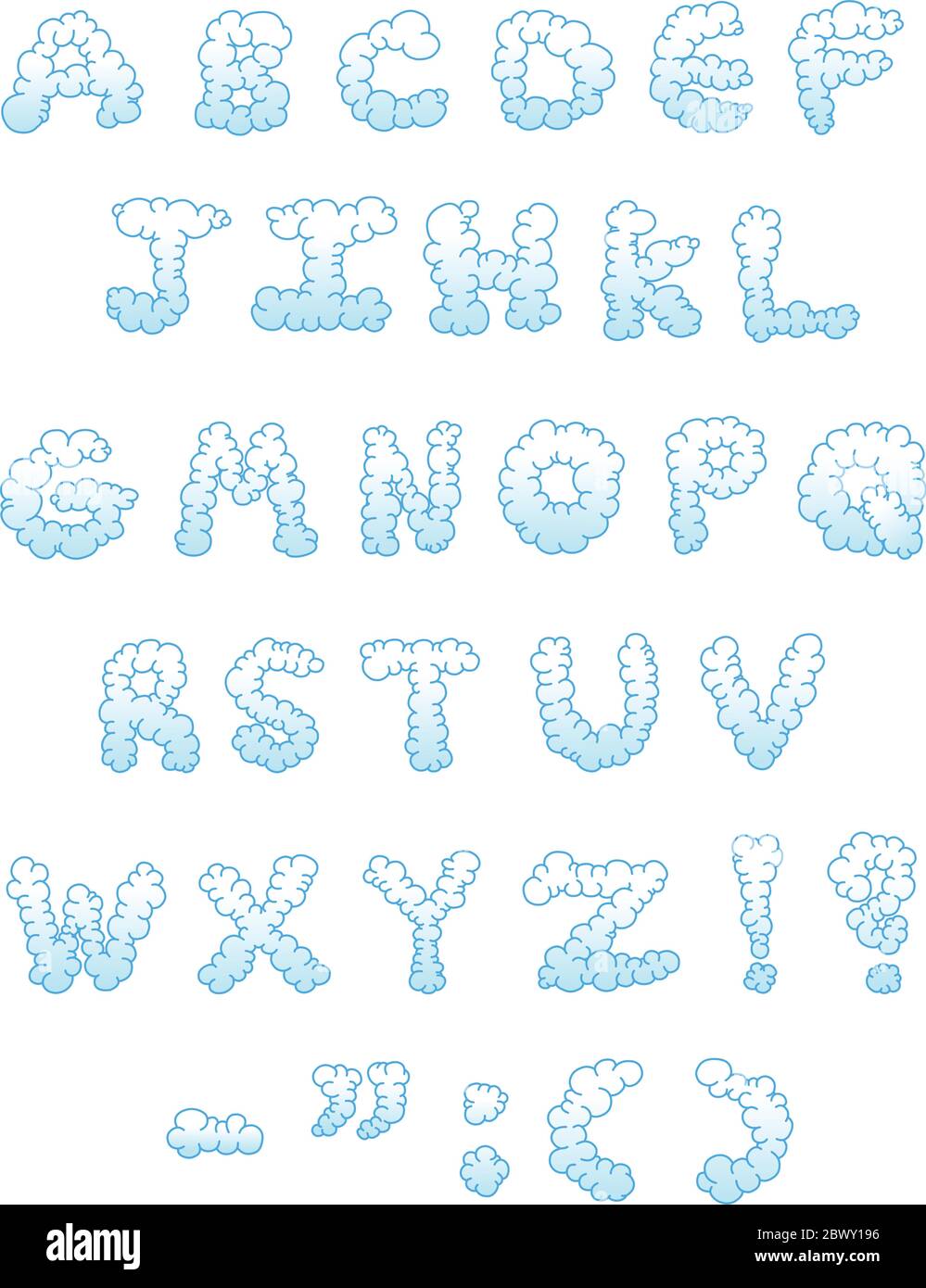Cloud-shaped letters set Stock Vector