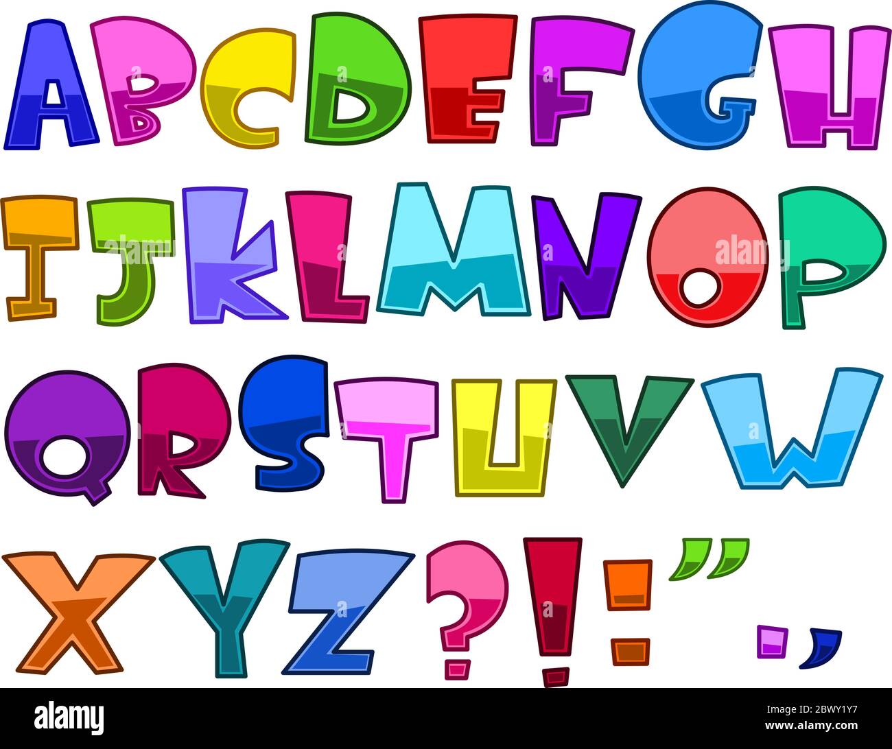 Bright cartoon alphabet set Stock Vector