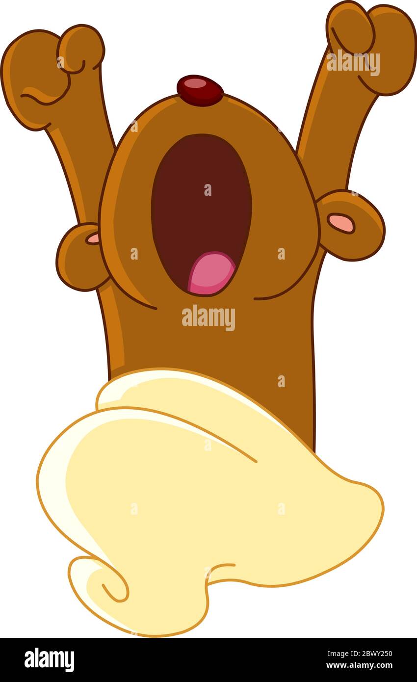 Teddy bear waking up or going to sleep, yawning and stretching Stock Vector