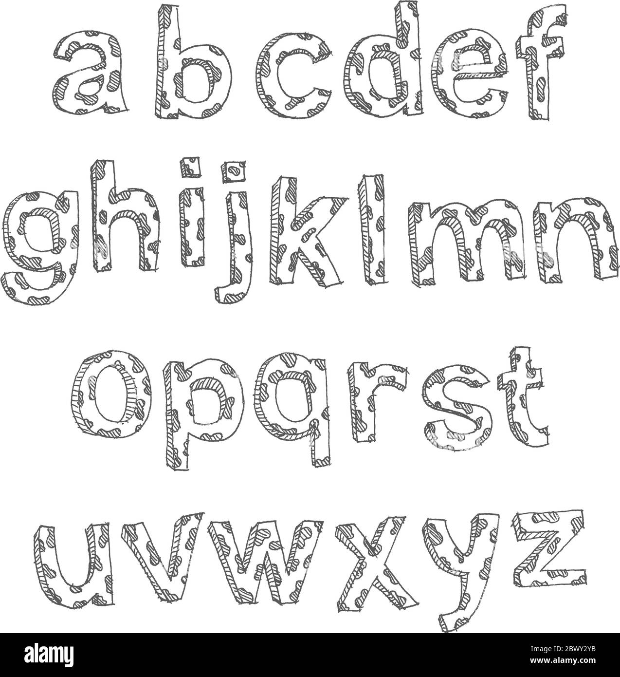 Lower case vector hand drawn spotted alphabet Stock Vector Image & Art