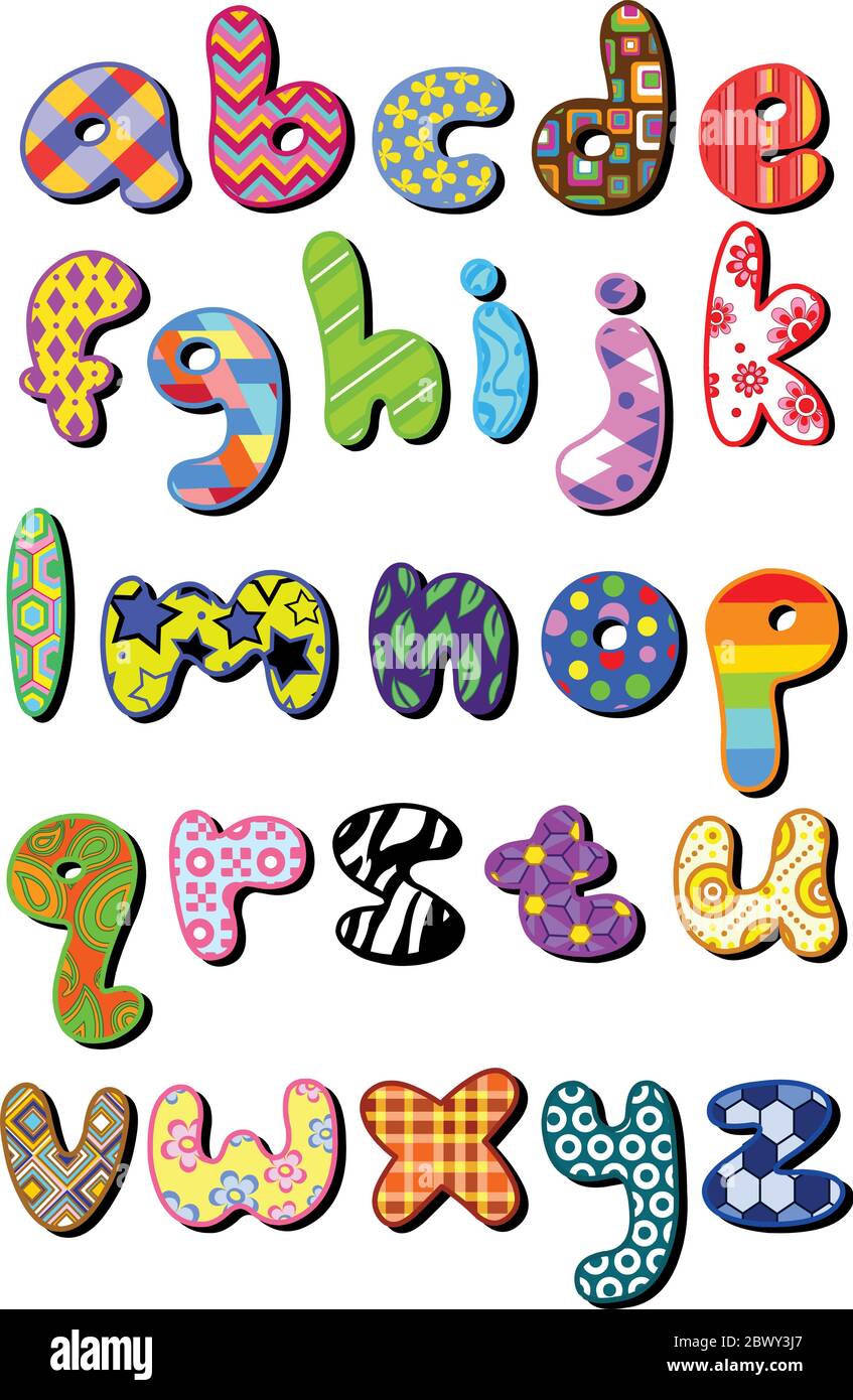 Colorful patterned lower case alphabet set Stock Vector Image & Art - Alamy