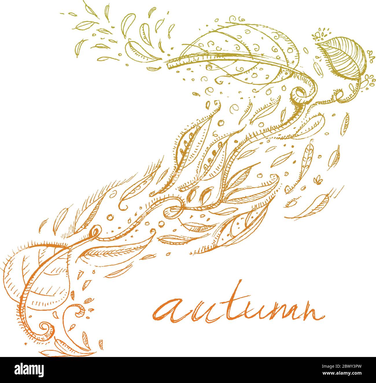 Vector hand-drawn autumn background Stock Vector