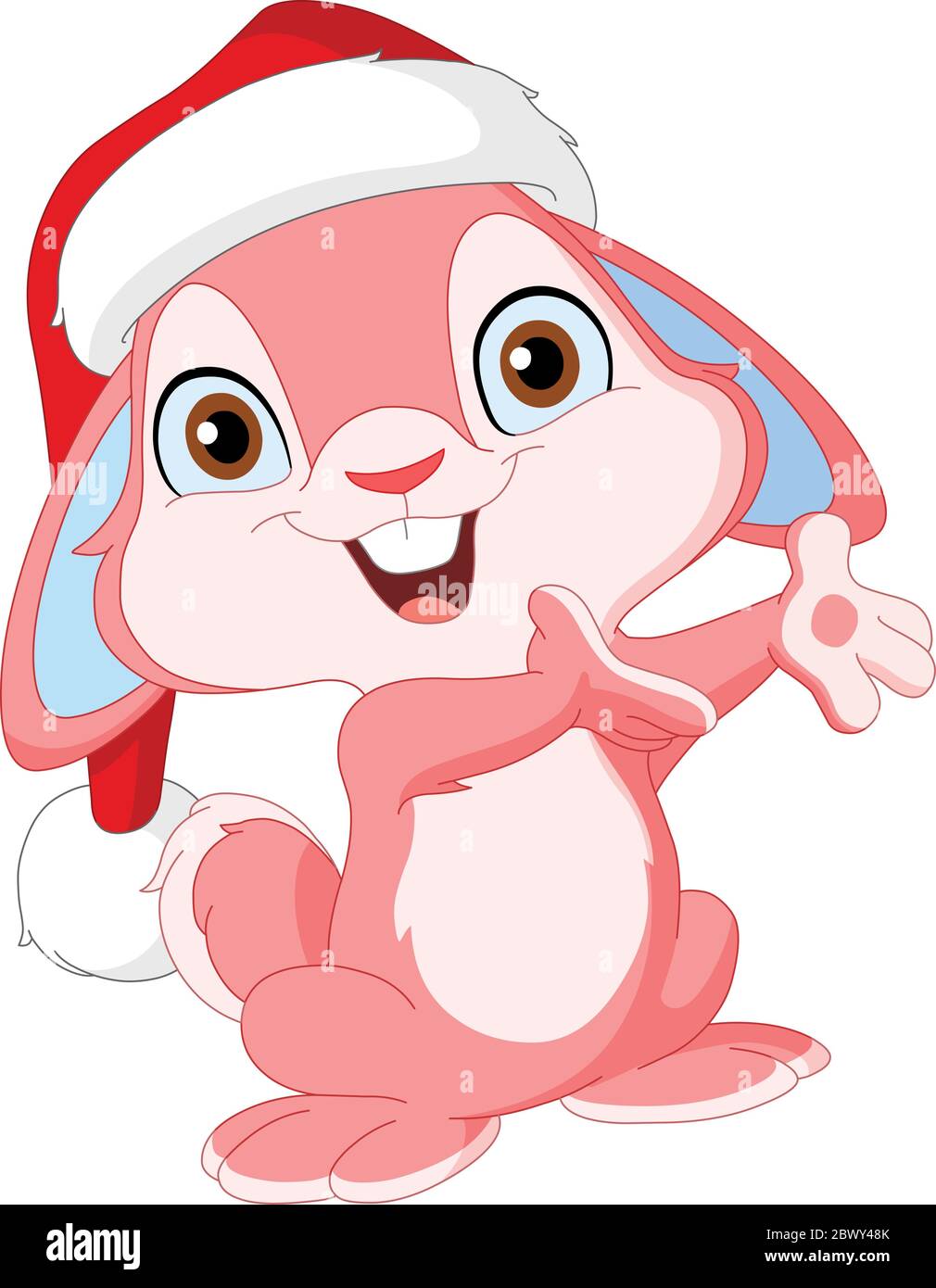Christmas cute bunny with Santa’s hat Stock Vector