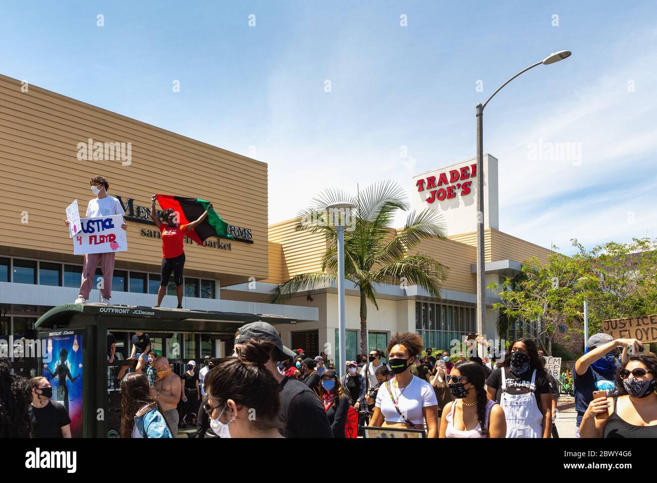 Black Lives Matter protest over the killing of George Floyd by police officers: Fairfax District, Los Angeles, CA, USA - May 30, 2020 Stock Photo