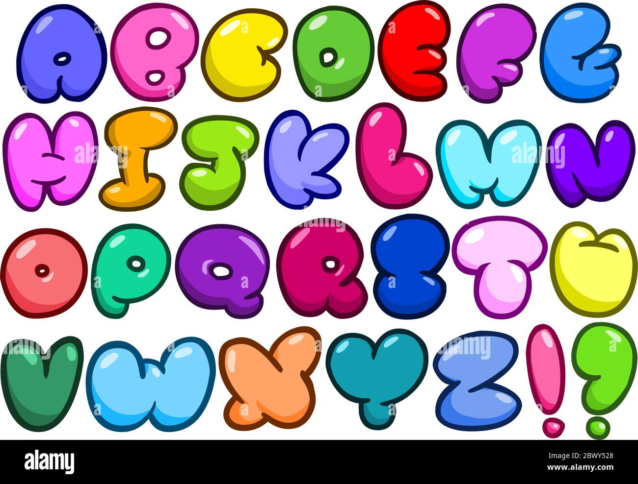 Comic bubble shaped alphabet set Stock Vector