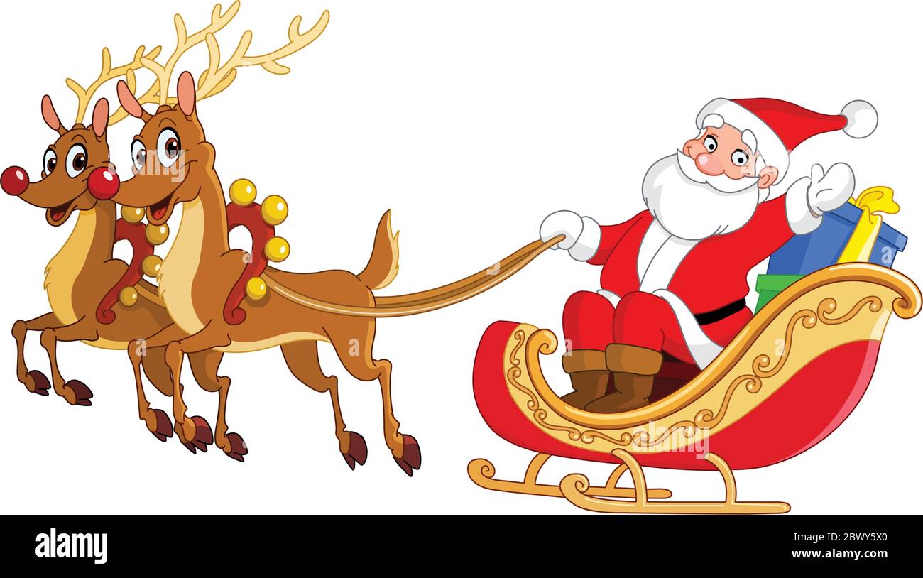 Santa riding his sleigh Stock Vector