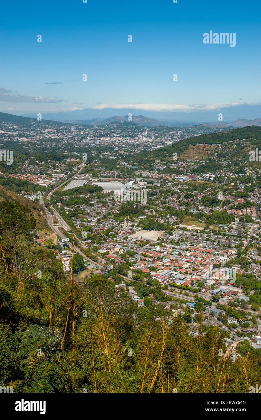 Overview of San Salvador City, the capital of El Salvador Stock Photo