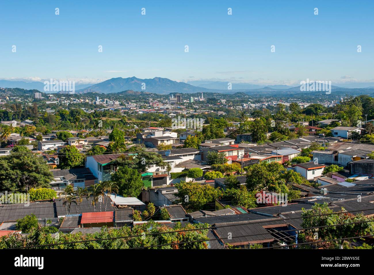 Overview of San Salvador City, the capital of El Salvador Stock Photo