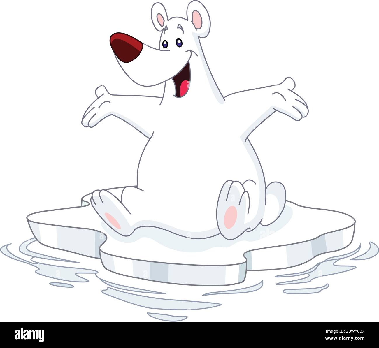 Cheerful polar bear sitting on an ice floe Stock Vector