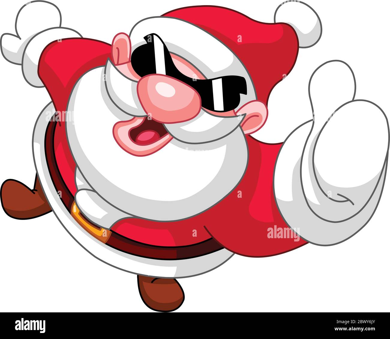 High angle view of Santa Claus in sunglasses showing thumb up Stock Vector