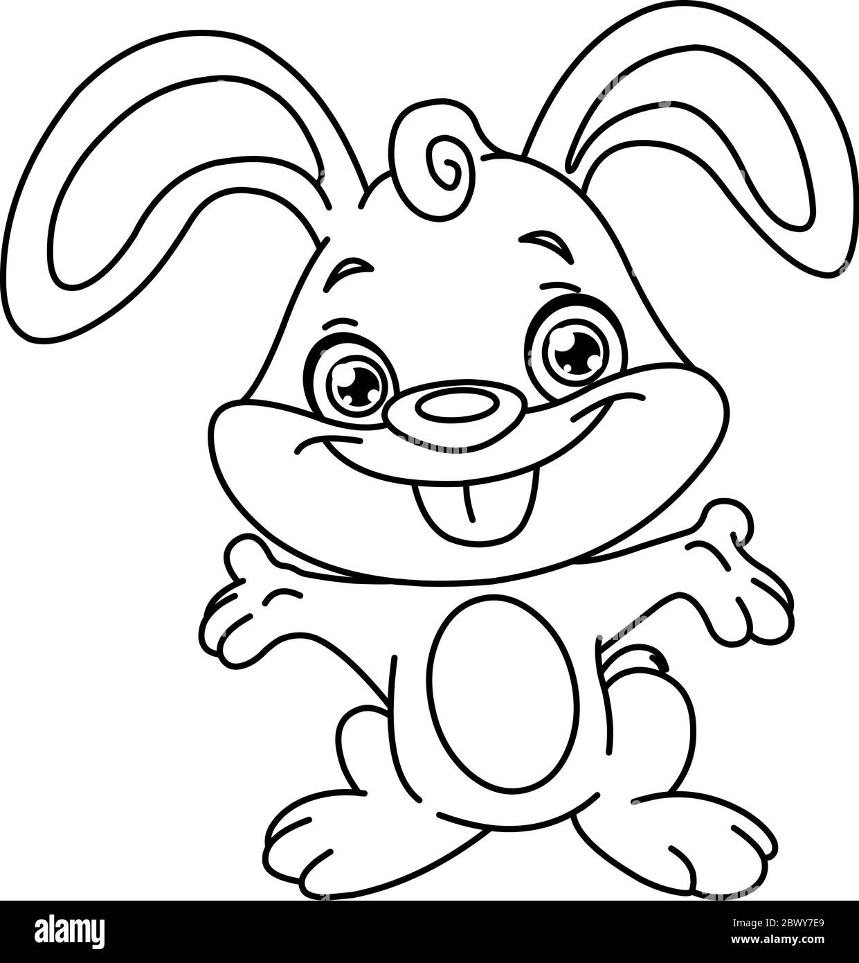 Outlined happy bunny. Vector line art illustration coloring page Stock  Vector Image & Art - Alamy