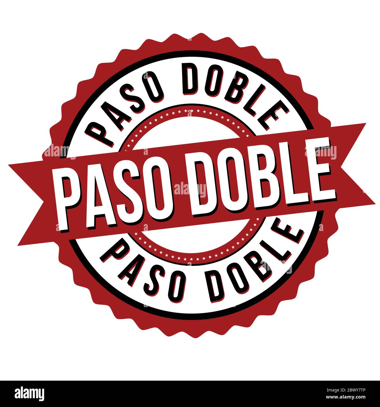 Paso doble label or sticker on white background, vector illustration Stock Vector