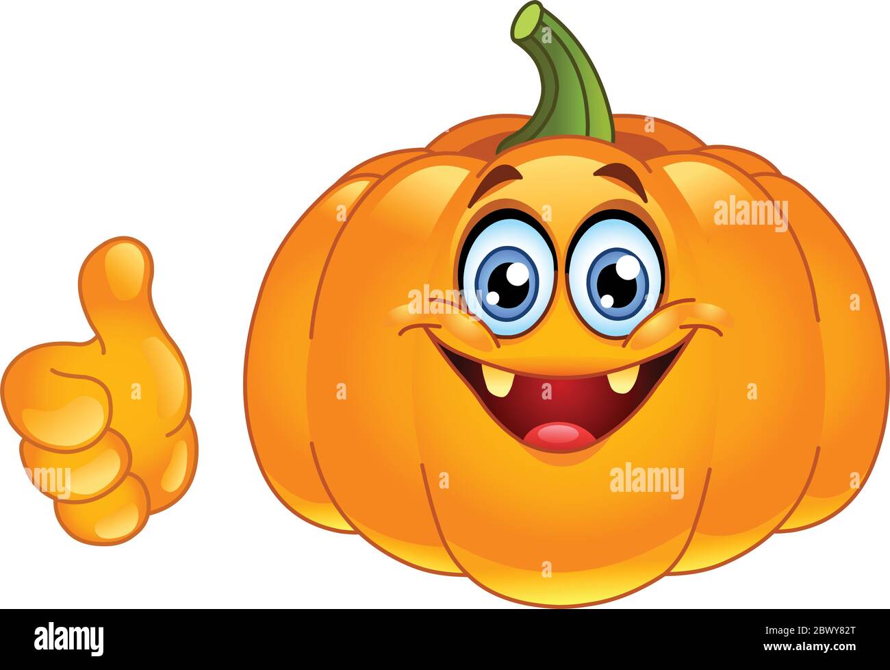 Smiling pumpkin showing thumb up Stock Vector