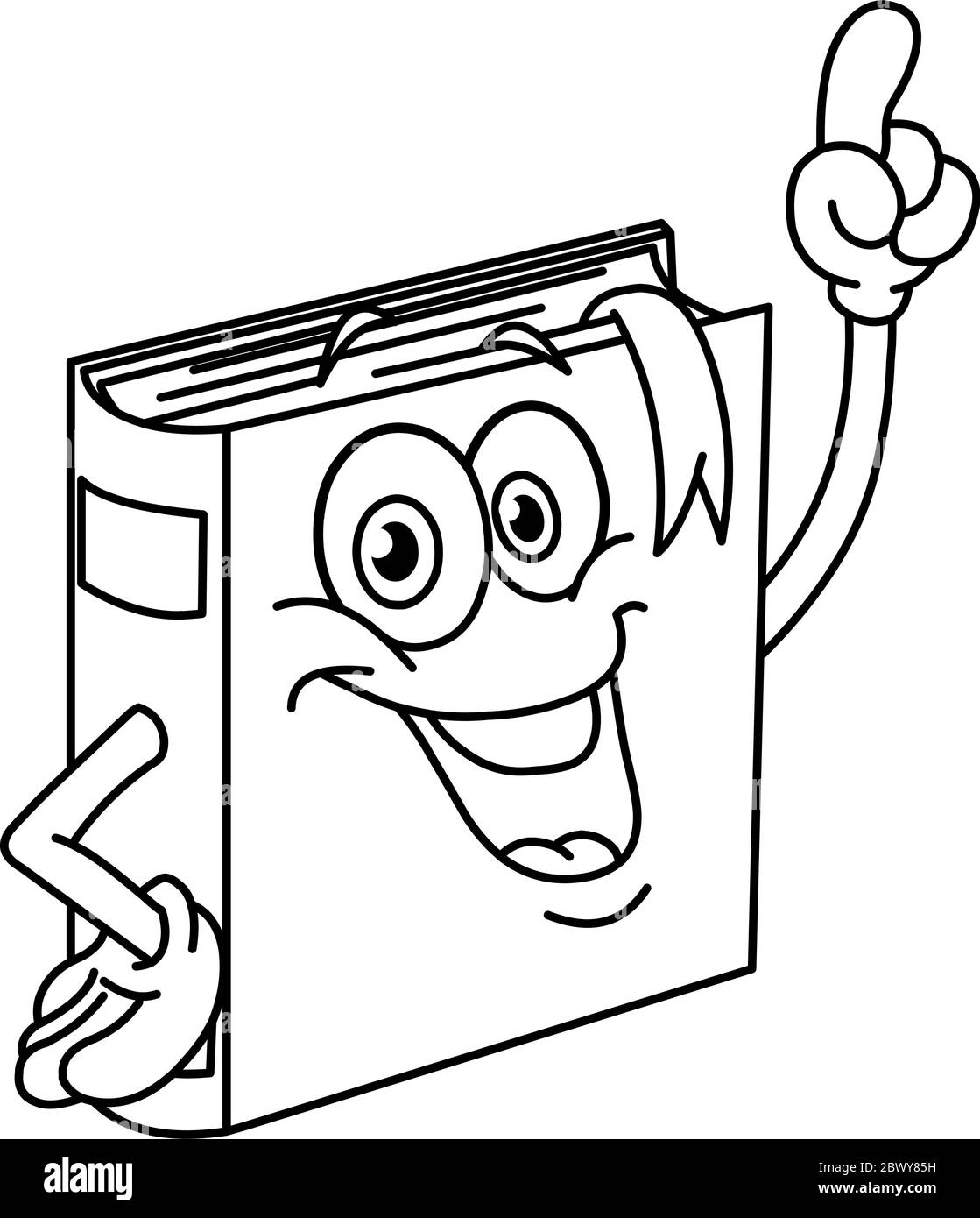 https://c8.alamy.com/comp/2BWY85H/outlined-book-cartoon-pointing-with-his-finger-vector-illustration-coloring-page-2BWY85H.jpg