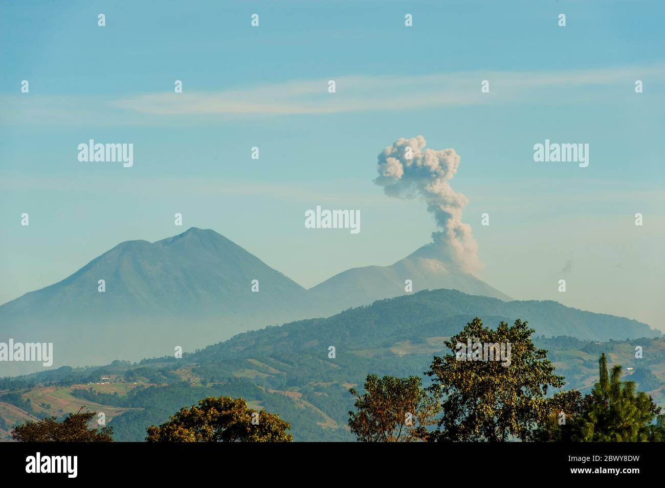 View of the erupting Fuego Volcano in the highlands of Guatemala Stock ...