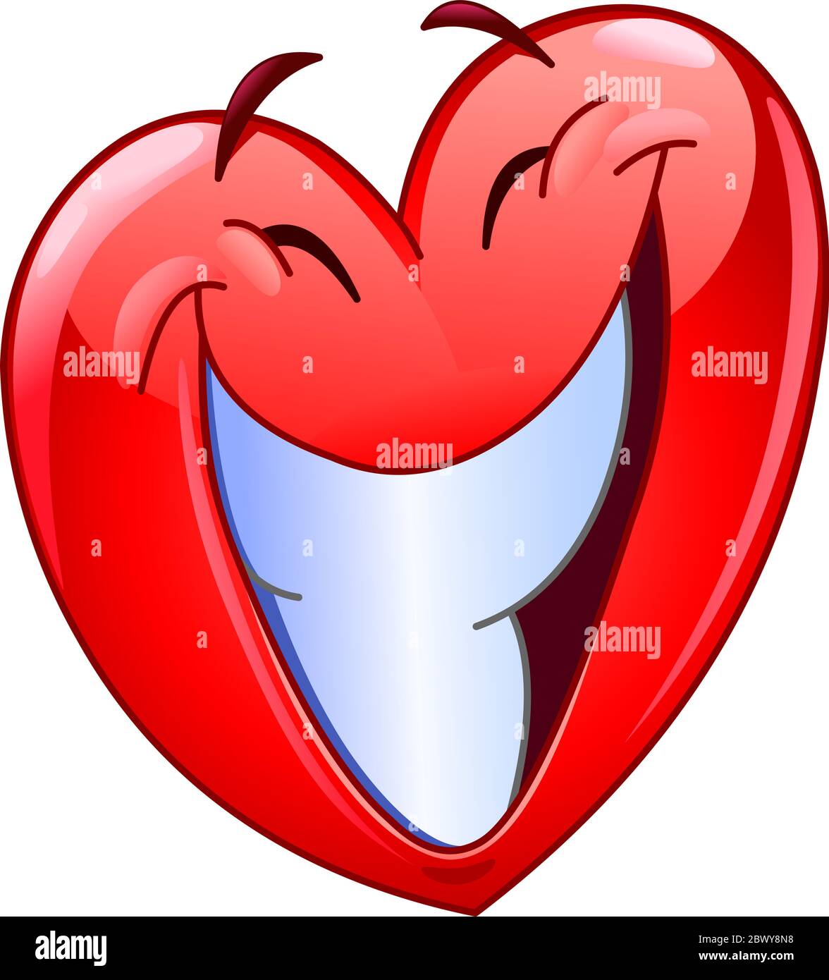 Heart emoticon with big toothy smile and closed eyes Stock Vector