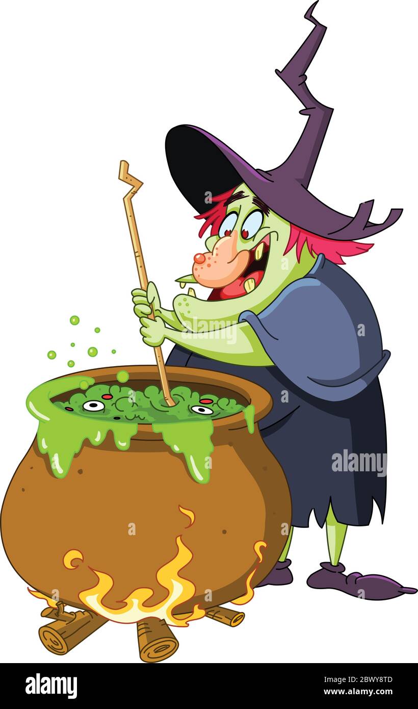 Witch preparing a potion Stock Vector