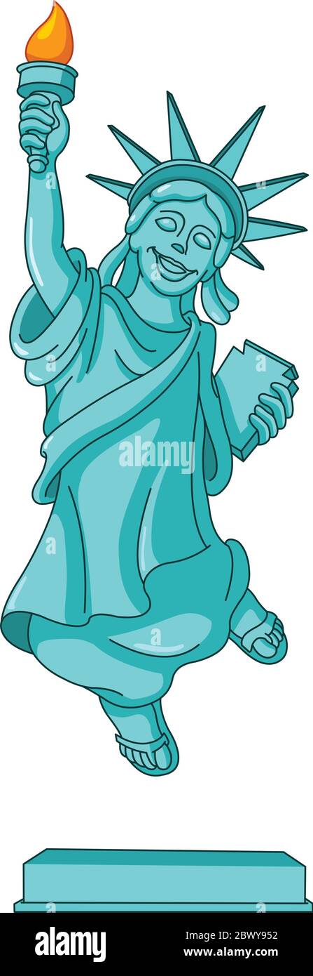 Statue of liberty jumping in the air Stock Vector