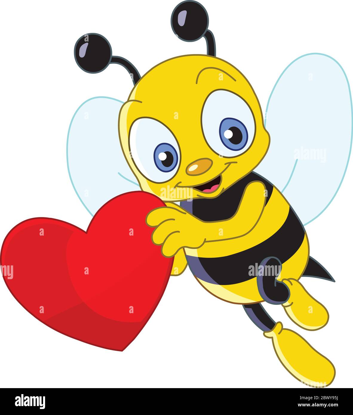 Cute bee holding a heart Stock Vector Image & Art - Alamy