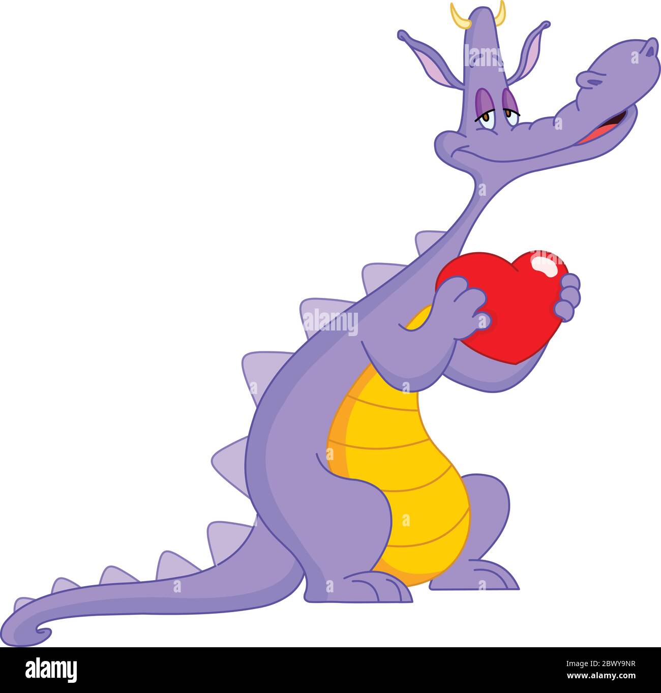 In love dragon holding a heart Stock Vector
