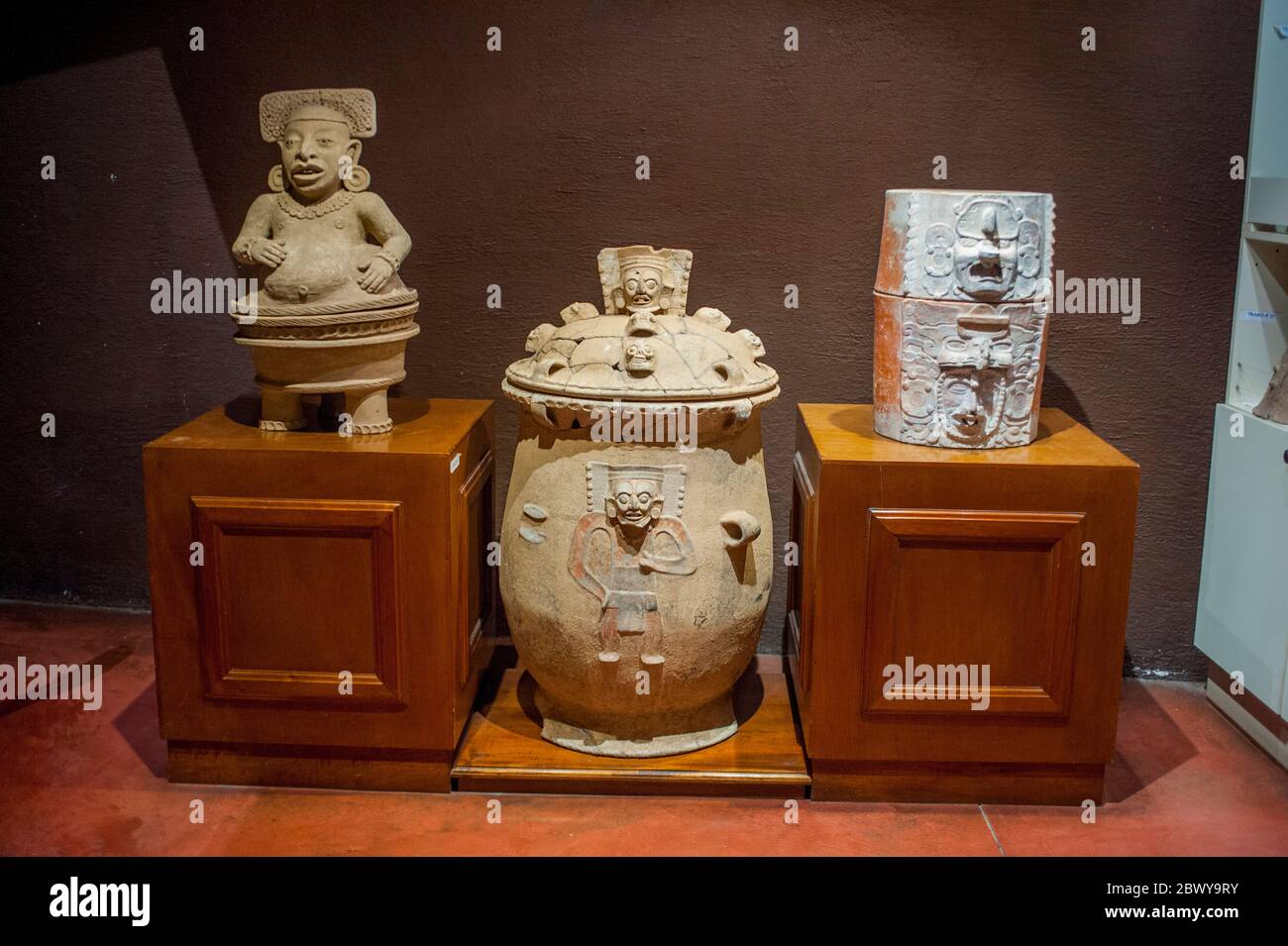 Clay statues in the Archeological Museum at the museums promenade of the Casa Santo Domingo in