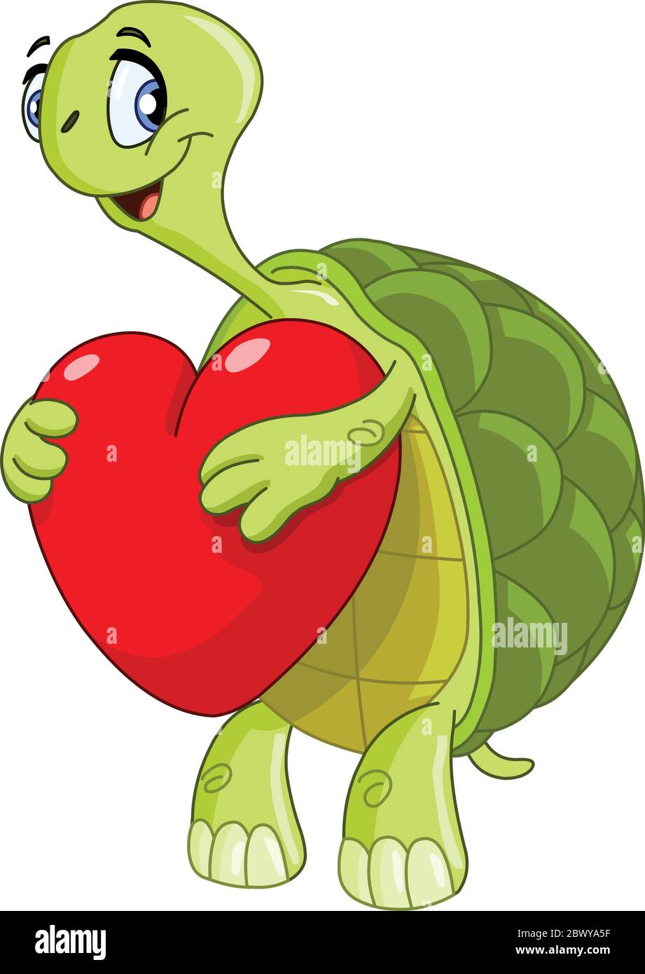Turtle holding a heart Stock Vector