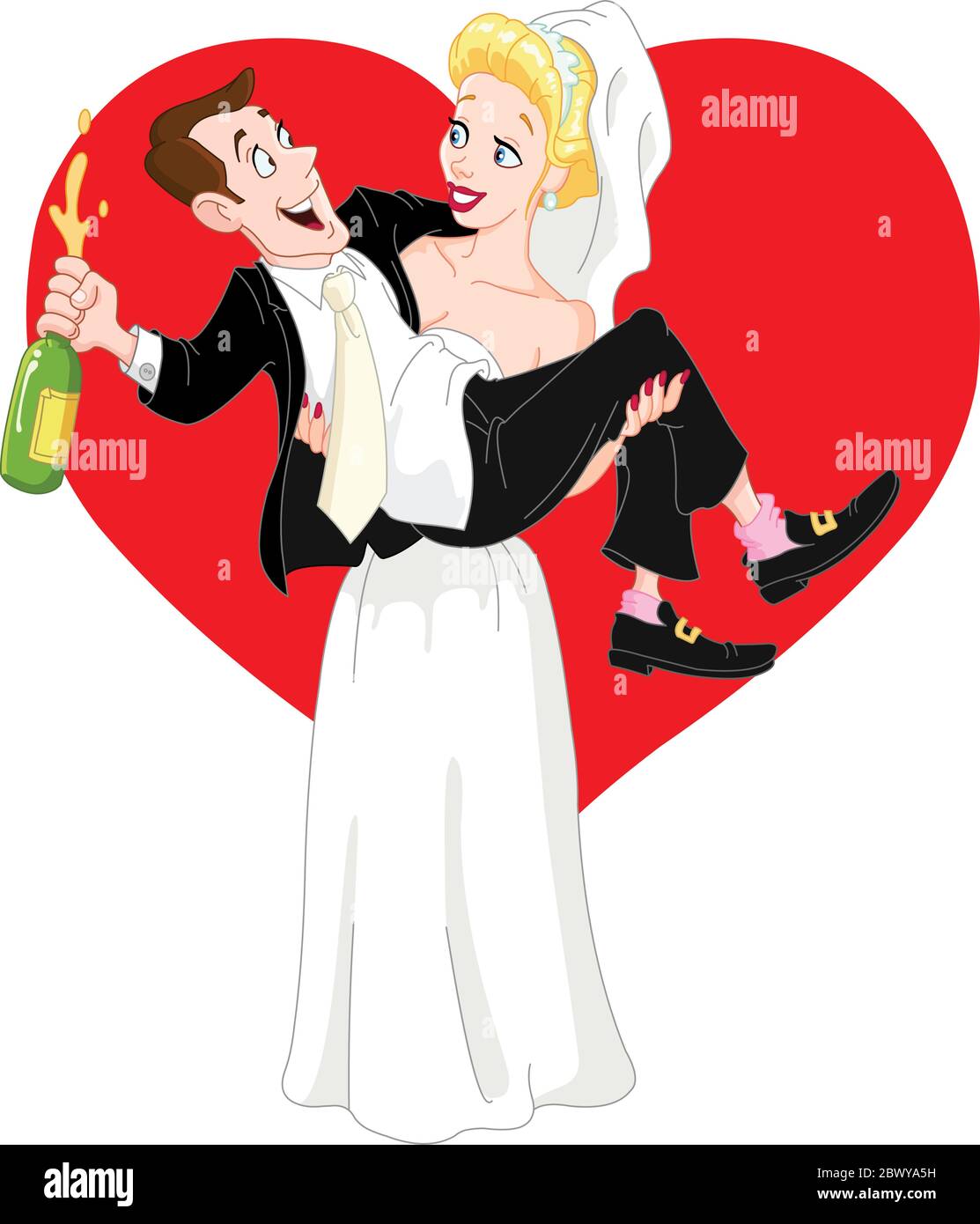 Funny bride and groom Stock Vector