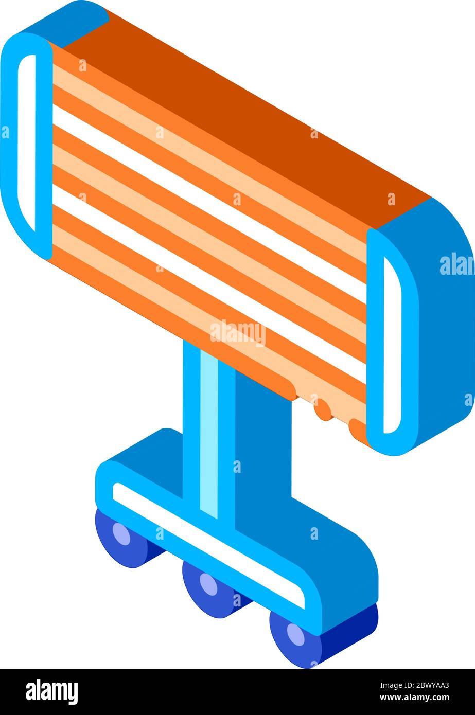 Portable Heating Device On Rollers isometric icon Stock Vector