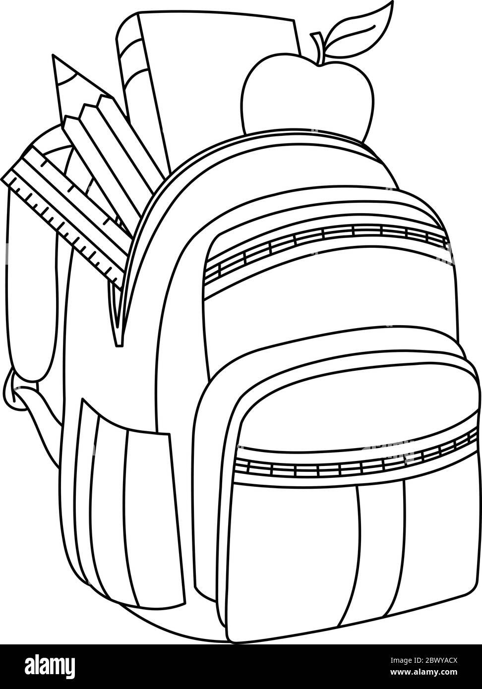 Outlined School Backpack Vector Illustration Coloring Page Stock Vector Image Art Alamy